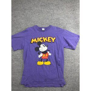 Vintage Disney Mickey Shirt‎ Mens XL Purple Graphic Velva Sheen Made USA 90s
